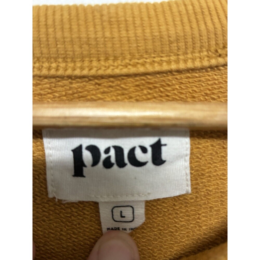 Pact Organic Cotton Sweatshirt Mustard Yellow Size Large Crew Neck Over Sized - Picture 6 of 12